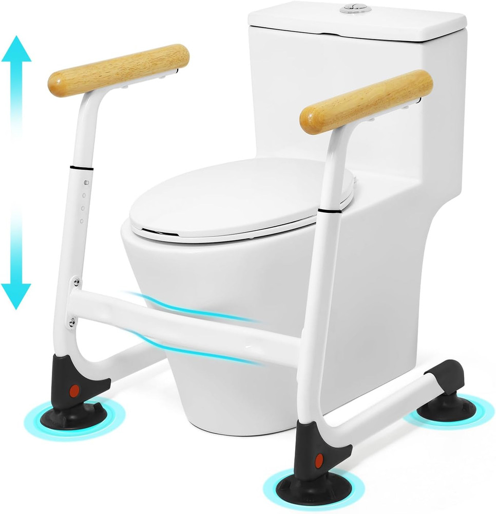Toilet Safety Rails (350LBS), Adjustable Height Toilet Safety Frame for Elderly