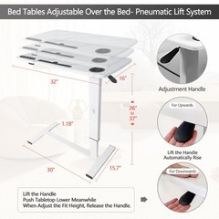 Overbed Table,Hospital Bed Table,Pneumatic Bedside Table Adjustable Over The …