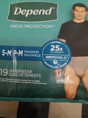 2 Pkgs Mens Depends Fresh Protection S-M 19 In Each Pack Underwear New Unopened