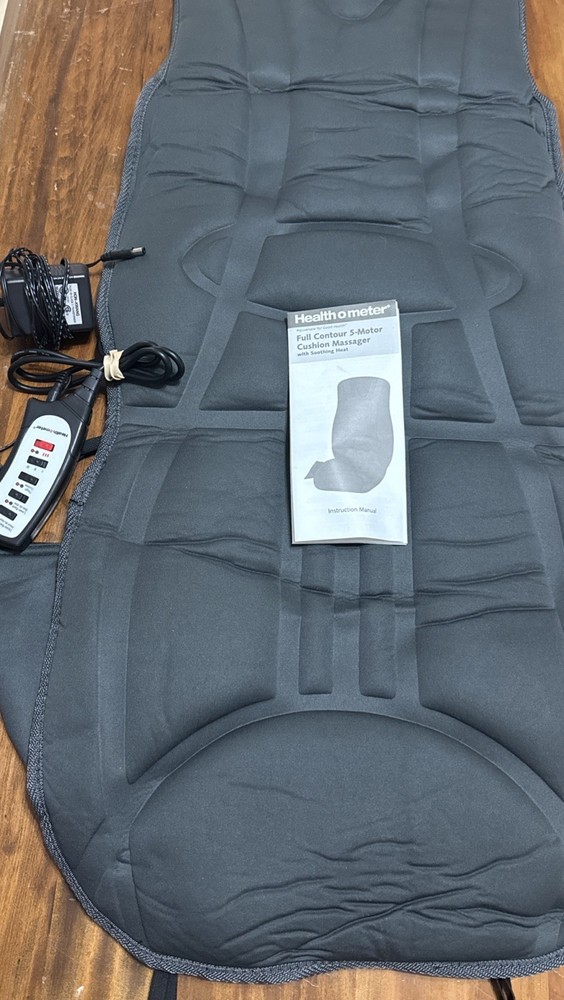 Health o Meter Cushion Seat Massager Car House Plug 5-Motor Soothing Heat EUC