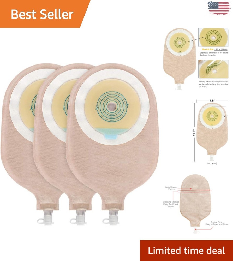 15PK Drainable Urostomy Pouches with Non-Woven Fabric & Odor Filter for Security