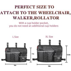 TONINT Large Walker Bag with Water Cup Holder,Walker Extra Large, Large-Size