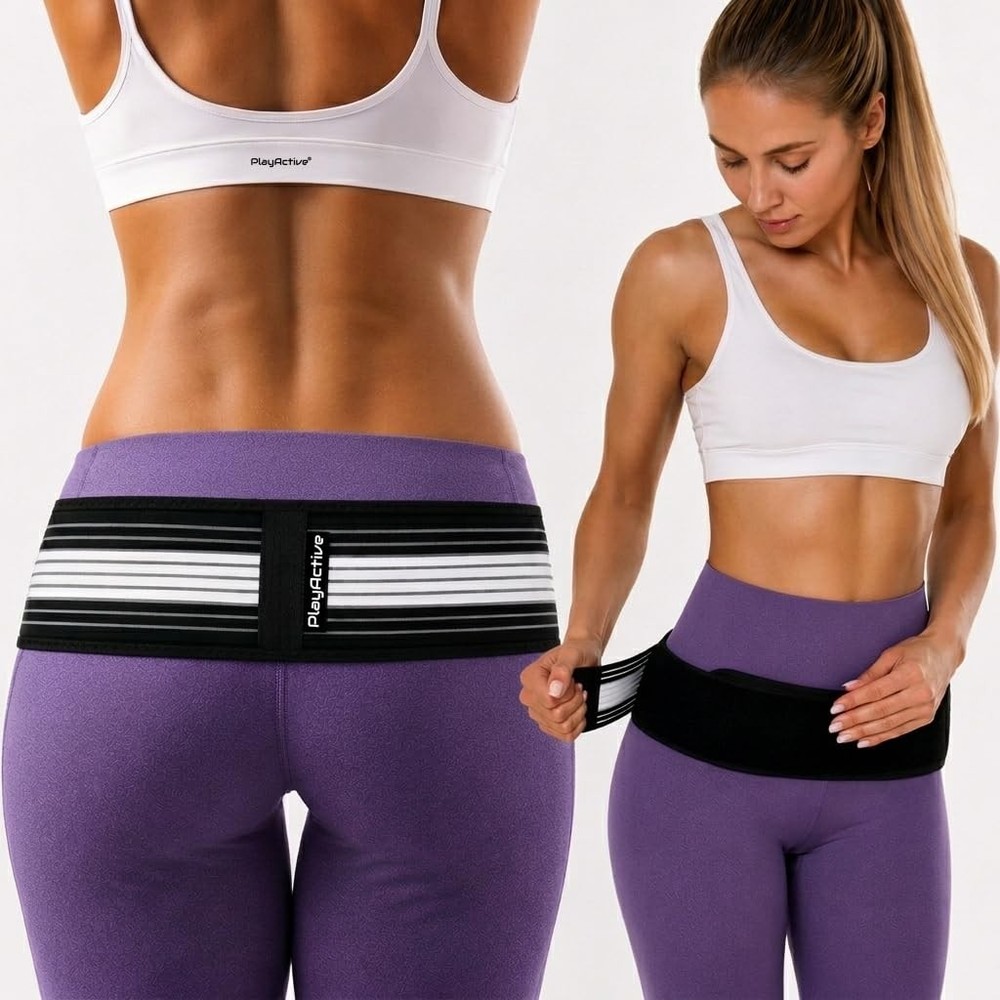 PlayActive Sacroiliac SI Joint REGULAR (Hip Size 32-47 inch), Black & White