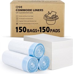 150 Pack Commode Liners with Absorbent Pads，150 Disposable Commode Bags and 1…