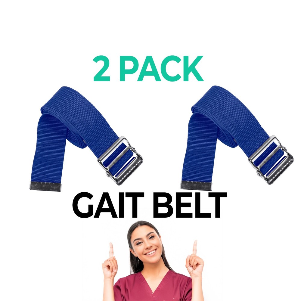 2 Pack – 2 New Gait Belt for Patient Transfer in Blue 60″ – Fast Ship US Seller