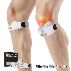 GOUNOD Patellar Tendon Support Strap 2 Pack,Silicone Knee One Size, White