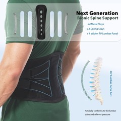 Paskyee Back Brace for Lower Pain Men M (Waist: 30-37 Inch), Black