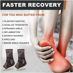 2x Copper Ankle Brace Support for Adults, Foot Pain Relief Achilles Tendonitis
