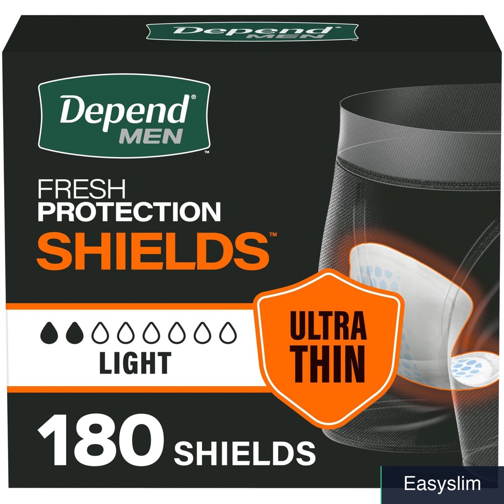 Men’s Incontinence Shields Light Absorbency 180 Count One Size