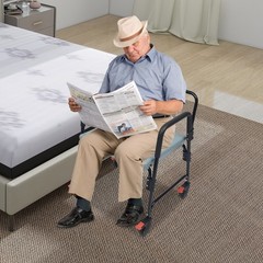 Toilet Chair Bedside Commode Chair Rolling Commode Chair w/Wheels 250kg/551.16lb