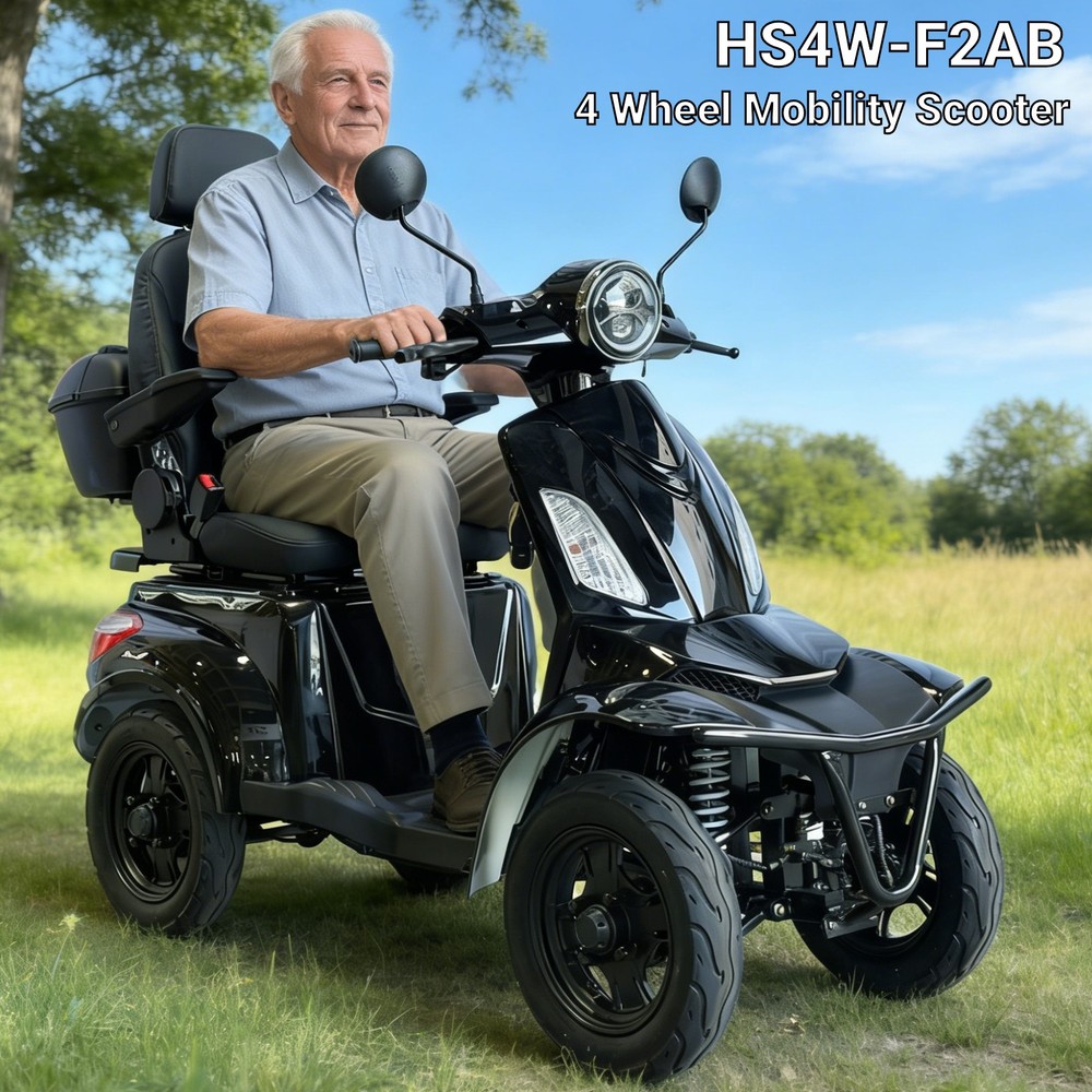 1000W Heavy Duty 4-Wheel Mobility Scooter 24.84 Miles 3 Speed 500lbs Load Black