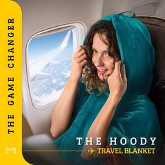 MasterManner Travel Blanket Airplane Compact with Hoodie – 2in1 62×41“, Teal
