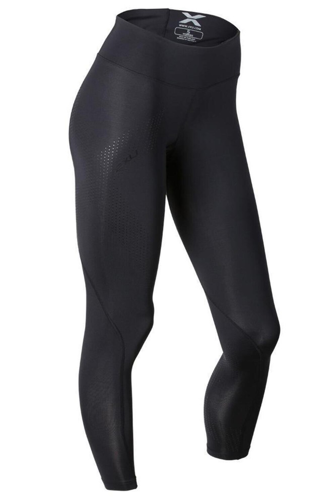 GREAT SAVINGS || 2XU Womens Mid Rise Compression Long Tights – Black/Dotted Blac