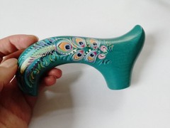 Peacock bird Hand Painted Derby Wooden Walking Stick Cane, Classic Walking Stick