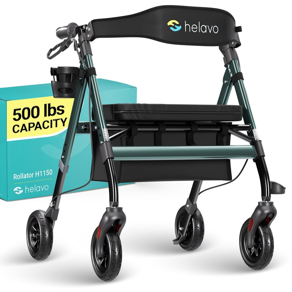 Helavo Bariatric Walker, Adjustable Seat, Wide Heavy Duty, 500 lbs Capacity