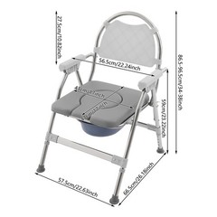 150kg/330.69 lbs Foldable Toilet Chair w/ Padded Seat Plate and Toilet Bucket