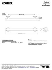Kohler Ealing™ 24″ grab bar K-REC29967-2BZ In Oil-Rubbed Bronze