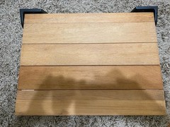 SlimLine Folding Wall Mount Shower Bench Seat, Rustic Teak Seat w/ Black Frame