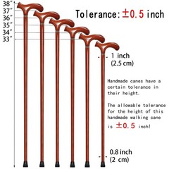 Wooden Cane with 4 Size for Men & Women & Seniors, 35 Inch Handmade Wood Walk