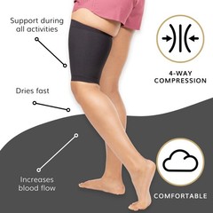 BraceAbility Compression Thigh Sleeve – Copper Men and Women’s Large, Black