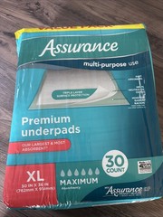 Assurance Unisex Premium Quilted Underpad, Maximum Absorbency, XL 30 Count, (Pac