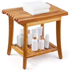 Uimoso Teak Shower Bench 20 x14.3 x 17.9 in Wood Shower Stool Chair for Bathroom