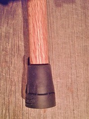 walking stick BLACK BUFFALO handle tapered RED OAK wood shaft Rubber bottom USA