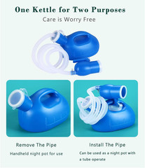 Male Urinal Bottle 68 OZ Portable Urinals for Men 59″ Long Hose with Lid (Blue)