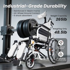 3-in-1 Multi-Purpose Wheelchair, Foldable Transport Wheelchair, Support 265 lbs