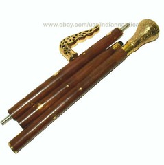 Vintage Style Walking Stick with Designer Brass 2 Handle Fancy Modern Cane