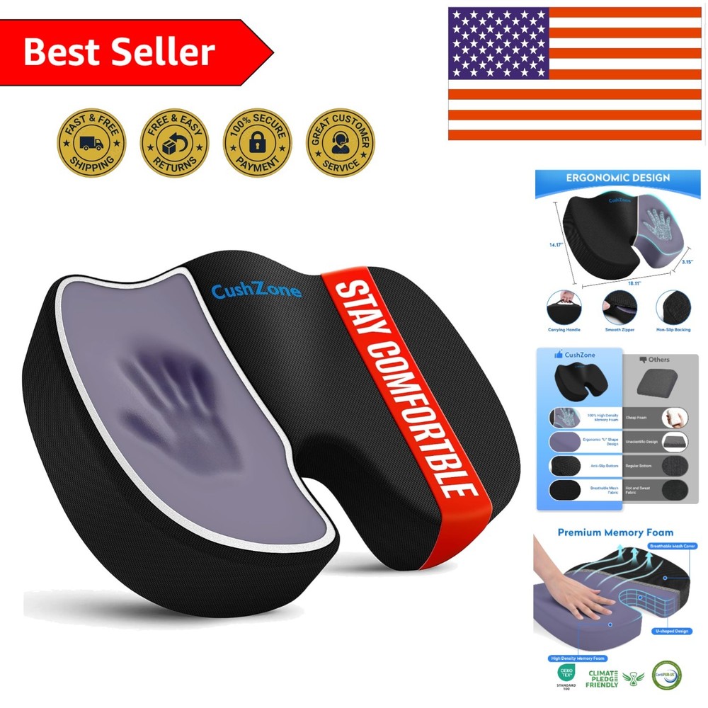 Portable Ergonomic Memory Foam Cushion with U-Shape Cutout for All-Day Support