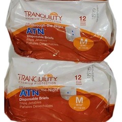 Tranquility Slim Disposable Briefs, Size M. 2 Packages of 12- #2185 Adult Diaper