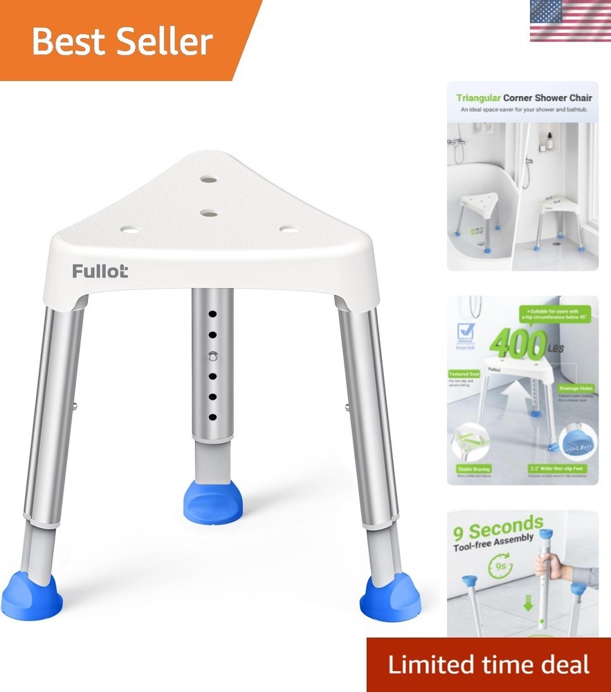 Comfortable Triangular Shower Stool with Non-Slip Design and 400 lbs Capacity