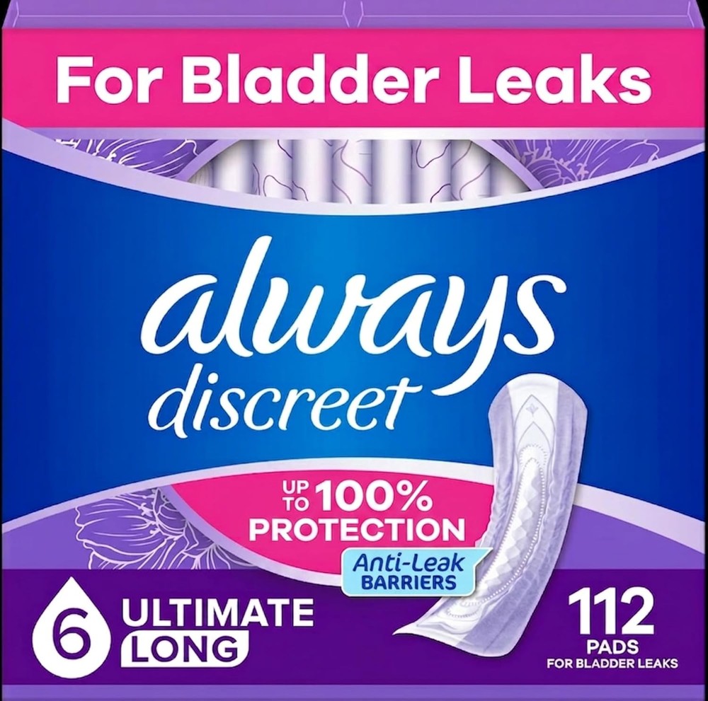 Always Discreet Incontinence Pads Women 6 Drop Long 112ct Extra Heavy