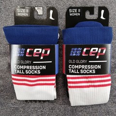 2 Pair CEP Compression Tall Socks Old Glory White Red Blue Recovery Size II New
