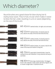 Ibiza Hair Boar Bristle Round Brush (H4-65mm) Hybrid Boar/Nylon for Waves