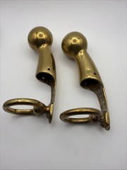 Vintage Horse Hames 6.5” Heavy Solid Brass Ball End w/ Ring Set of 2