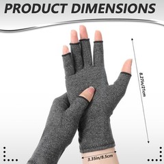 2 Pairs Bamboo Compression Gloves Arthritis Gloves with Carpal Tunnel Fingerless