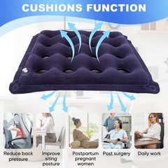 2-Pack Waffle Inflatable Seat Cushions with Pump, 18 Inch Beige Purple&beige