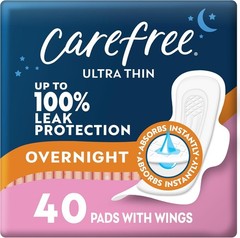 Comfortable & Absorbent Ultra Thin Overnight Feminine Pads with Wings – 40 Count