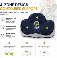 Memory Foam Seat Cushion for Tailbone & Lower Back Pain Relief | Contoured Desig