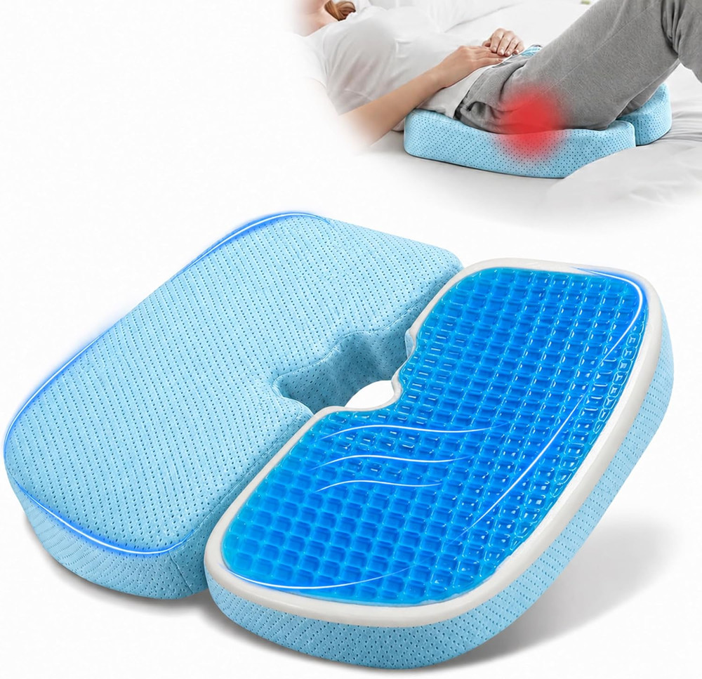 Medical Gel Bed Sore Cushions for Butt, Adjustable Sacral & Coccyx Pressure Reli