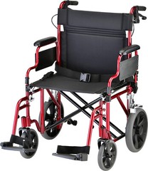NOVA Bariatric Transport Chair, 400lbs Cap, 22″ Seat, 12” Rear Whl, OPENBOX RED