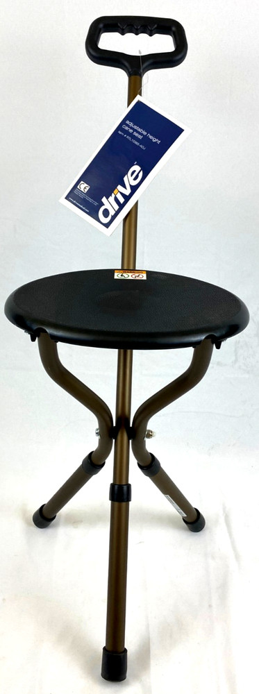 Drive Medical RTL10365-ADJ Folding Lightweight Cane Seat, Adjustable Height