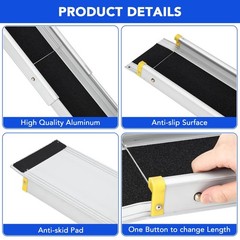 6/8 FT Portable Wheelchair Ramp for Steps, Aluminum Telescoping Wheelchair Ramps