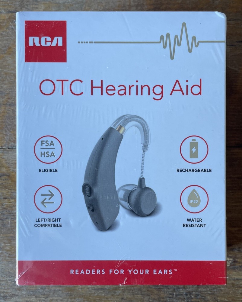 RCA OTC Hearing Aid – Rechargeable Right or Left Ear Compatible, 15-Hour Battery
