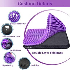 Double Thick Gel Seat Cushion for Office, Wheelchair, Car – Pain Relief & Coolin