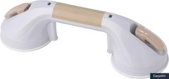 Suction Cup Grab Bar 12 Inch White Beige Easy Install Release Lever