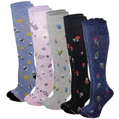 Compression Knee High Socks for Women 5 Pairs Pack Athletic Circulation Set