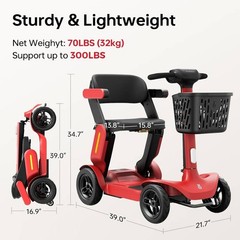 4 Wheel Folding Mobility Scooter Electric Power Wheelchairs Long Range 25/40Mile
